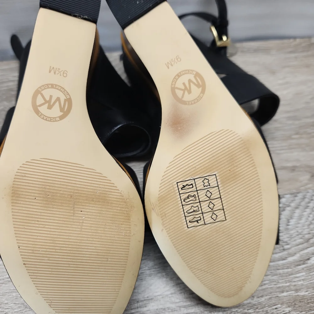 Michael Kors Josephine Wedge wooden platform sandals size 9.5M - Picture 3 of 5